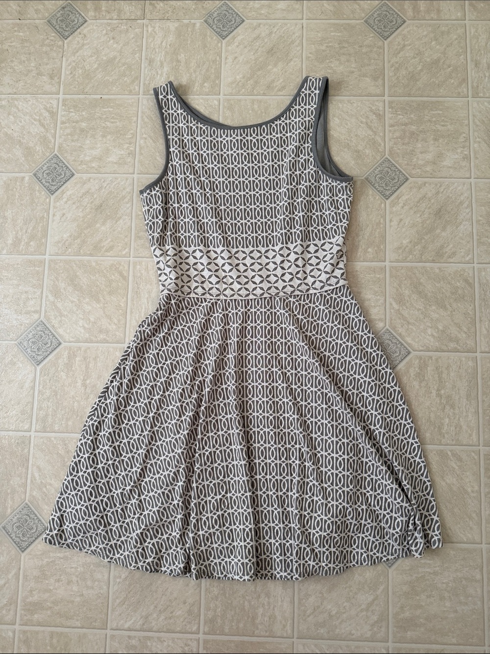 Grey and White Patterned Dress